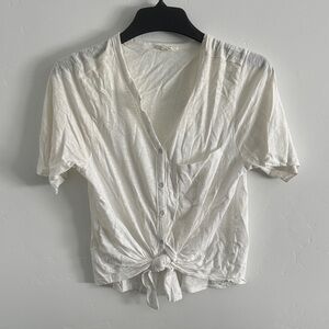 Caslon White Tie-Front Button-Down Shirt